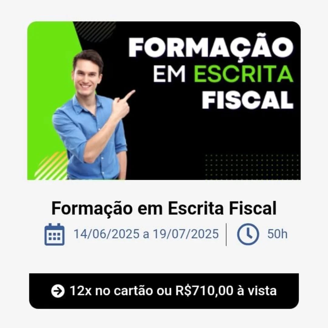 🎯CURSO DE FORMAÇÃO EM ESCRITA FISCAL - 40H Presencial/Manaus
Dê um salto na sua vida profissional com nosso curso de Escrita Fiscal. Rápido, prático e ideal para quem quer começar do zero e se destacar!
>>Matriculas online
https://antoninotreinamento.com.br/formacao-em-escrita-fiscal/
Ou fale conosco no Whatsapp
http://wa.me/5592991292540
#escrituracaofiscal #escritafiscal #sped #dre #mit #icms #iss #impostos