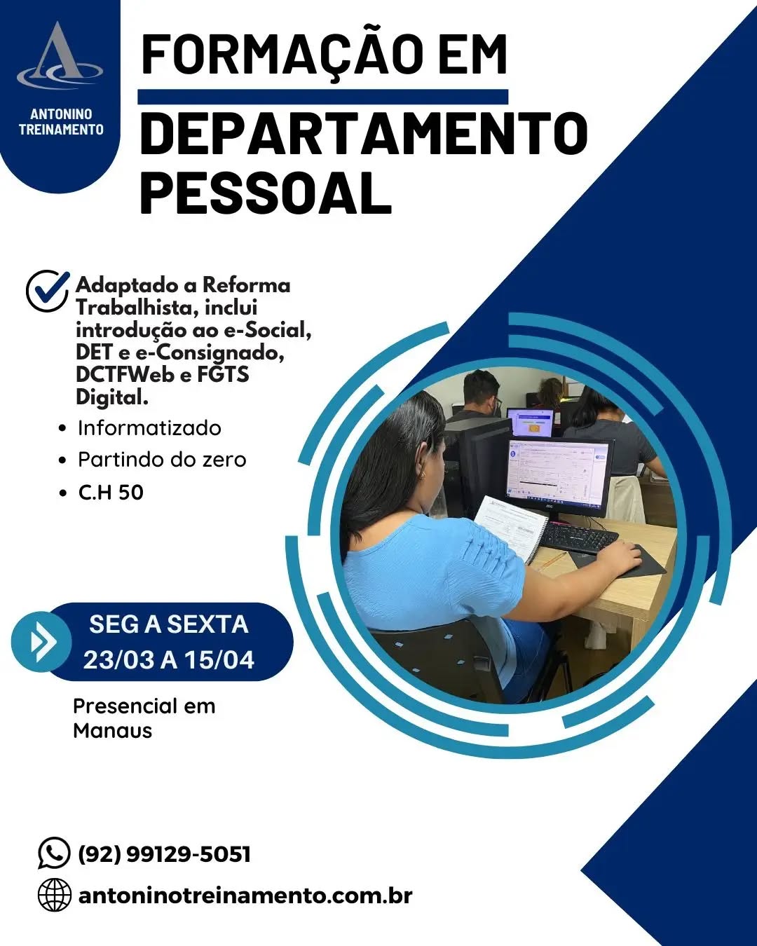 Que tal atuar na área de Departamento Pessoal das empresas?
🎯Saiba que mesmo sem experiência, você pode se qualificar para atuar no setor de Departamento Pessoal das empresas 💡Nosso curso começa do zero e vai direto ao ponto.
💢Faça parte das primeiras turmas de 2026 e garanta seu sucesso profissional.
Vagas limitadas
Matriculas pelo site (Link na Bio)
www.antoninotreinamento.com.br
Whatsapp 92 99129-5051
#folhadepagamento
#horasextras #13salário #ferias #esocial emprestimoconsignado