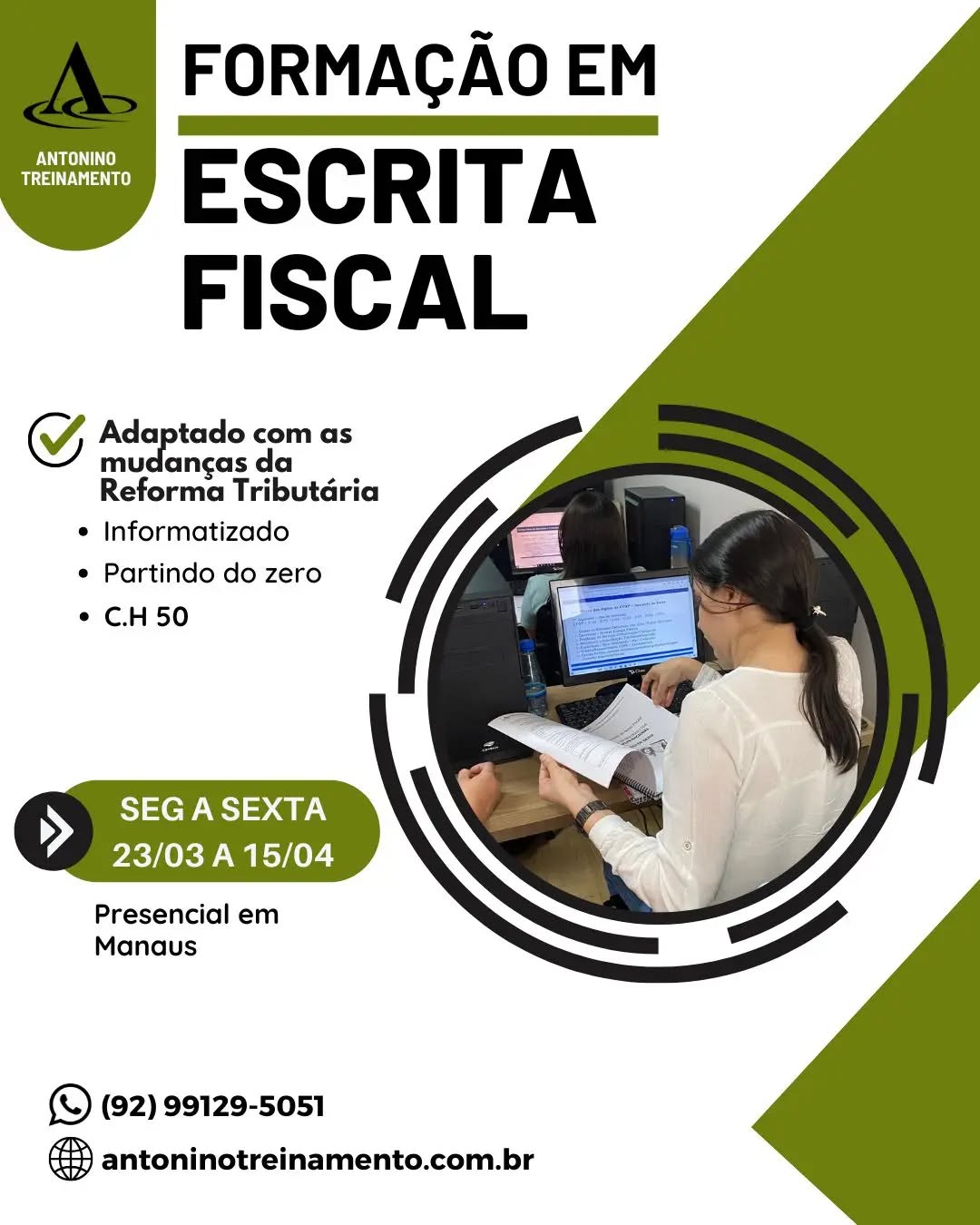 📊 Dê um passo estratégico na sua carreira!
O curso de Formação em Escrita Fiscal é prático, informatizado e atualizado conforme as exigências da Reforma Tributária, preparando você do zero para atuar com confiança e segurança.
💢Garanta sua vaga e inicie 2026 dando um grande passo para o seu sucesso profissional.
Matriculas pelo site (Link na Bio)
www.antoninotreinamento.com.br
Whatsapp 92 99129-5051
#reformatributaria #escrituracaofiscal #escritafiscal #icms #spedfiscal sped impostos cursosemmanaus
