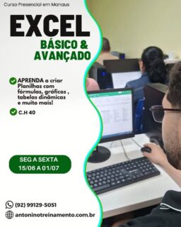 🔰🎯 Investir no Curso de Excel é investir na sua carreira.
Do básico ao avançado, você vai aprender a criar planilhas eficientes, usar fórmulas e funções na prática, analisar dados e montar relatórios profissionais. Essas habilidades aumentam sua produtividade, valorizam seu currículo e ampliam suas oportunidades no mercado de trabalho.
Garanta sua vagas nas primeiras turmas de 2026 e mantenha sua empregabilidade em alta.
Matrículas pelo site (Link na Bio)
www.antoninotreinamento.com.br
Whatsapp 92 99129-5051