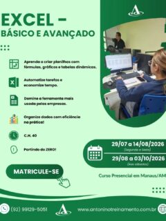 Chegou a hora de investir no seu futuro e desenvolver as habilidades que as empresas realmente procuram. 📚💼
📅 Confira nossa programação de treinamentos e escolha o curso ideal para impulsionar a sua carreira!
✅ Excel – Básico ao Avançado
✅️ eSocial na Prática
✅️ Gestão de Contas a Pagar e Receber
✅ Power BI – Básico ao Avançado
✅️ Legislação Trabalhista para RH
✅️ Faturamento e Emissão de Notas Fiscais Eletrônicas
✅ Formação em Departamento Pessoal
✅ Formação em Escrita Fiscal
🎓 Invista em conhecimento. Invista em você!
🌐 www.antoninotreinamento.com.br⁠
📲 WhatsApp: (92) 99129-5051 — Link BIO e STORY!
#AntoninoTreinamento #CursosProfissionalizantes #QualificaçãoProfissional #Capacitação #Excel