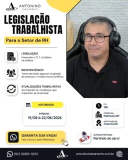 No treinamento, você aprende a aplicar a legislação trabalhista na prática, desde contratos, jornadas, salários, férias e 13º até rescisões, estabilidade, justa causa e assédio
🎯 Mais conhecimento, mais segurança e menos riscos para sua atuação profissional.
🌐 www.antoninotreinamento.com.br⁠
📲 https://wa.me/5592991295051⁠ - LINK BIO E STORY
#LegislaçãoTrabalhista #RH #RecursosHumanos #DepartamentoPessoal #CLT DireitoDoTrabalho