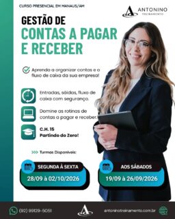🚨 CURSO DE GESTÃO DE CONTAS A PAGAR E RECEBER
💼 Quer aprimorar seus conhecimentos financeiros e se preparar melhor para o mercado de trabalho? Essa é a oportunidade ideal para você! Aprenda na prática:
✅ Contas a pagar e a receber;
✅ Controle e organização financeira;
✅ Fluxo de caixa;
✅ Conciliação bancária;
✅ Emissão e controle de documentos;
✅ Rotinas de tesouraria;
✅ E muito mais!
🎓 Aulas presenciais, práticas e informatizadas, com instrutores especializados, material didático e certificado.
🌐 www.antoninotreinamento.com.br⁠
📲 (92) 99129-5051 - LINK BIO E STORY
#GestaoDeContas #ContasAPagar #FluxoDeCaixa #DepartamentoFinanceiro #QualificacaoProfissional