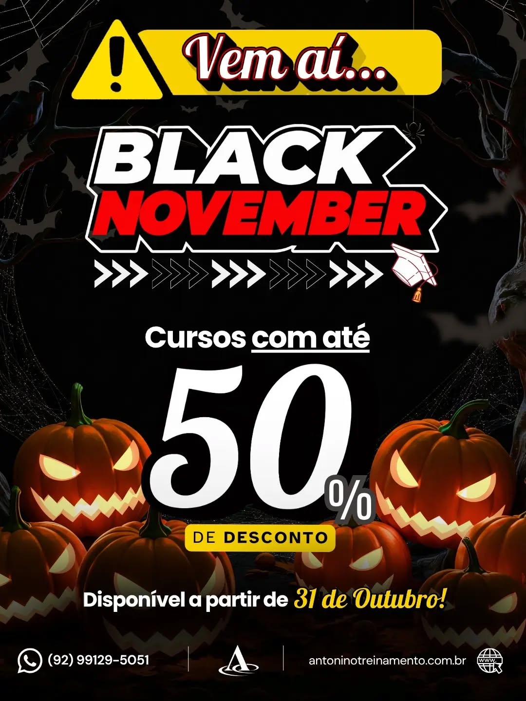 🖤🔥 BLACK NOVEMBER | ANTONINO TREINAMENTO
🚨 VEM AÍ! A PARTIR DE 31/10, VOCÊ VAI CONHECER AS NOSSAS OFERTAS! 📢
📅 A partir de 31/10: divulgação das ofertas!
📈 Excel Básico, Intermediário e Avançado
📊 Power BI Básico e Avançado
📑 Formação em Departamento Pessoal
🖥 eSocial, FGTS Digital, e-Consignado e DCTFWEB/REINF
💼 Formação em Escrita Fiscal
🧾 Faturamento e Emissão de NF-e
📠 Gestão de Contas a Pagar e Receber
🏢 Abertura e Legalização de Empresas
🧮 Cálculos Trabalhistas para o Setor de RH — 100% Online
💼 Super Combo Rotinas Contábeis
💰 Formação Administrativo e Financeiro
🔥 DESCONTOS ESPECIAIS, OPORTUNIDADES IMPERDÍVEIS E MUITO MAIS!
📲 (92) 99129-5051
🌐 antoninotreinamento.com.br